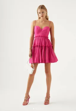 Aje Maya Tiered Mini Dress Pink Size 10 / M for rent on The Volte - image 1