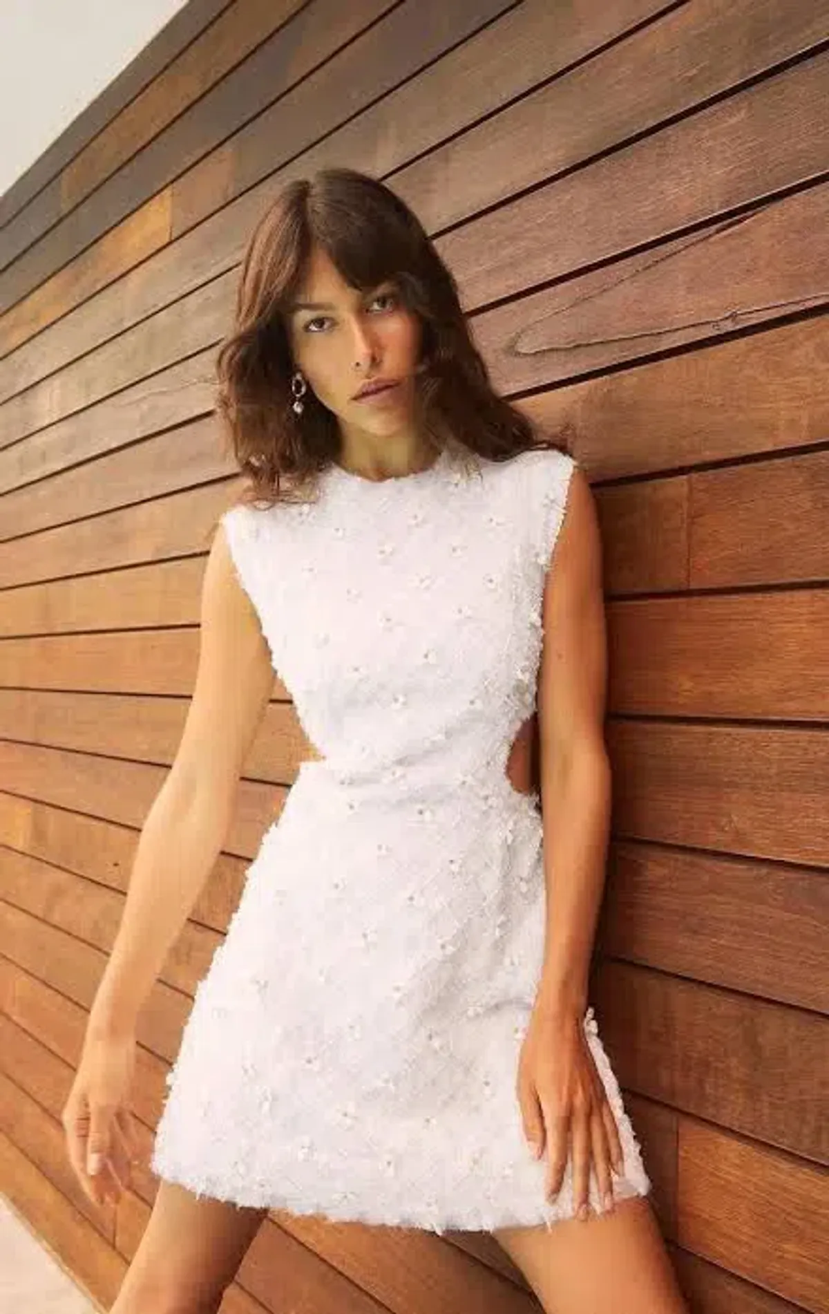 Aje Mirage Organza Cut Out Mini Dress Ivory Size 8 / S - Image 6