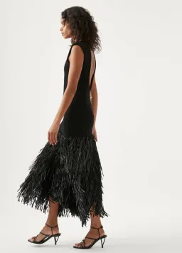 Aje Rushes Raffia Knit Midi Dress Black Size 10 for rent on The Volte - image 2