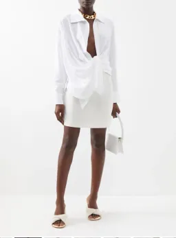Jacquemus Bahia Plunge-neck Tie Shirt White Size 6 for rent on The Volte - image 2