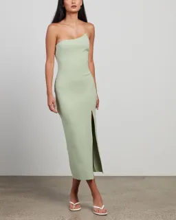 Bec & Bridge Fleur Asymmetric Midi Dress Avocado Size 8 for rent on The Volte - image 4