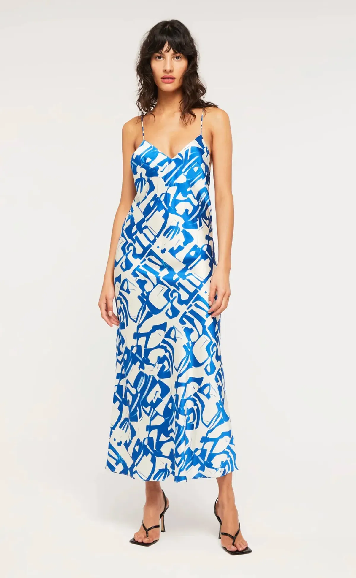 Ginia Fresco Dress Blue Multi Size 8 - Image 1