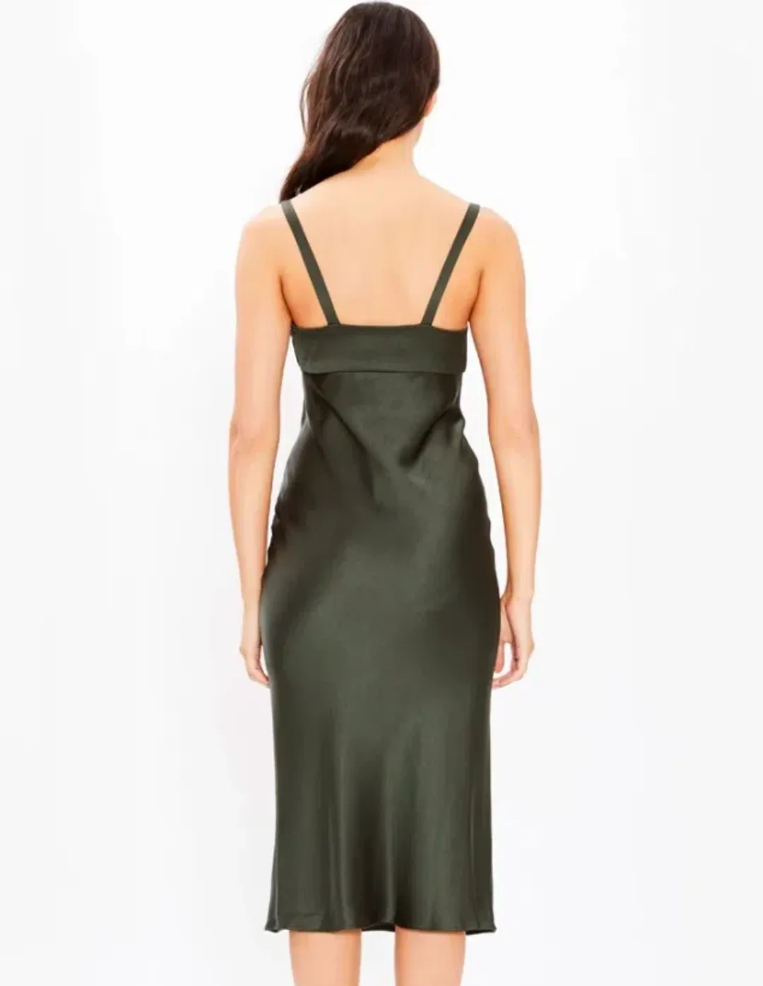 Shona Joy Douglas Tie Front Bias Midi Slip Dress In Green/ khaki In Size AU 8 for rent on The Volte - main image