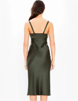 Shona Joy Douglas Tie Front Bias Midi Slip Dress In Green/ khaki In Size AU 8 for rent on The Volte - image 1