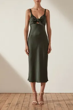 Shona Joy Douglas Tie Front Bias Midi Slip Dress In Green/ khaki In Size AU 8 for rent on The Volte - image 3