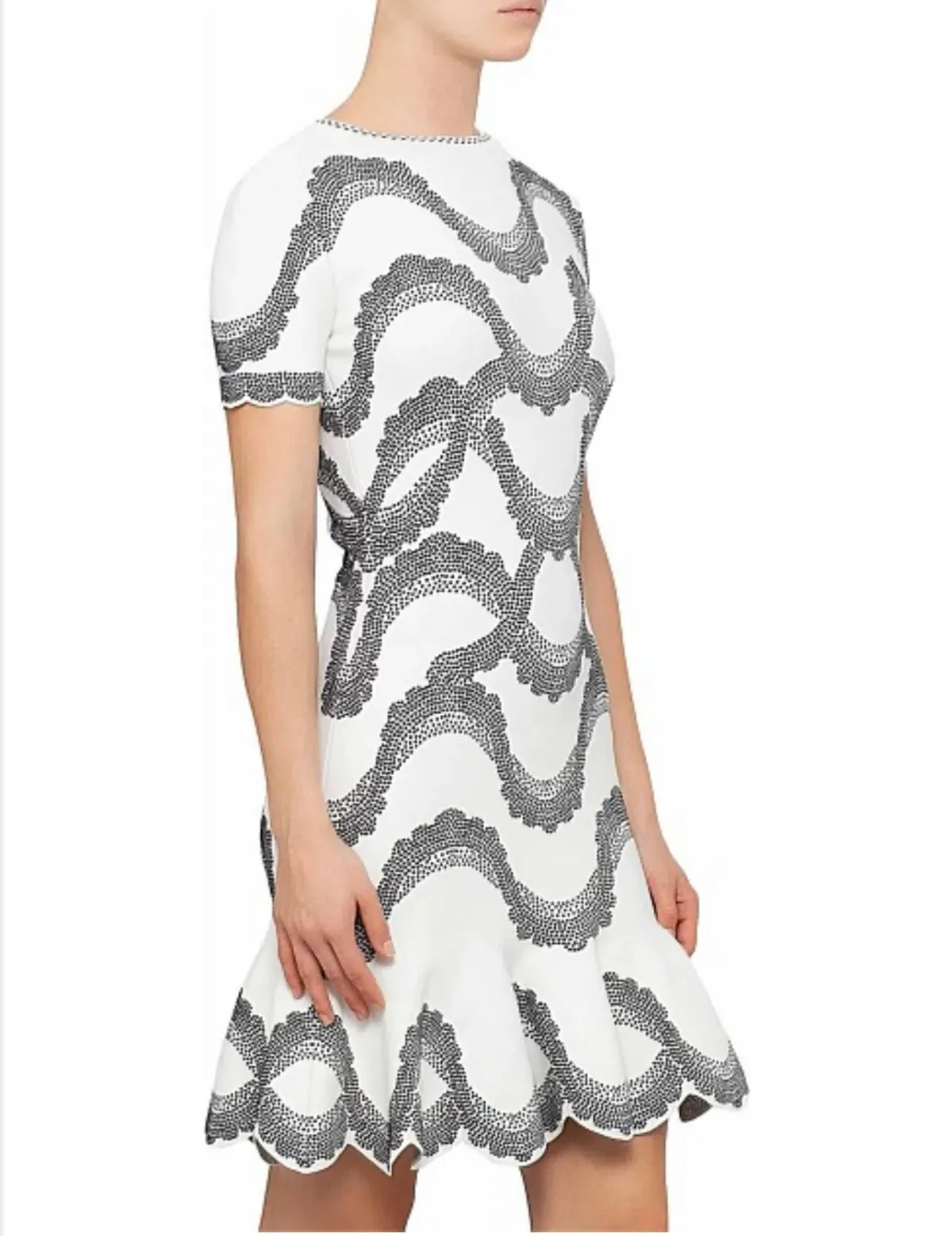 Alexander McQueen Knit Jacquard Short Sleeve Bodycon Dress S / AU 10 - Image 3