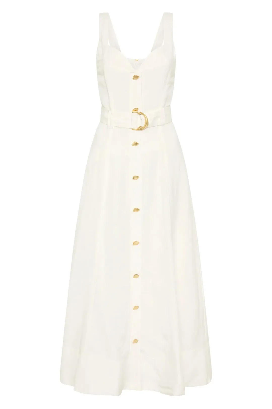 Aje Clay Belted Midi Dress Ivory White Size AU 10 for rent on The Volte - main image