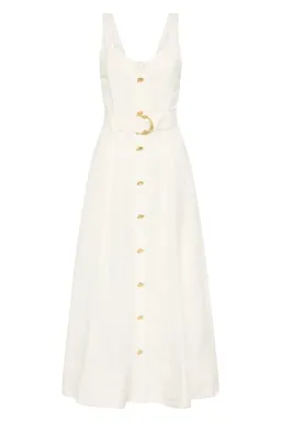 Aje Clay Belted Midi Dress Ivory White Size AU 10 for rent on The Volte - image 4
