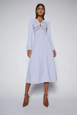 Scanlan Theodore Crepe Knit Keyhole Dress in Lilac Size S/AU 8 for rent on The Volte - image 1