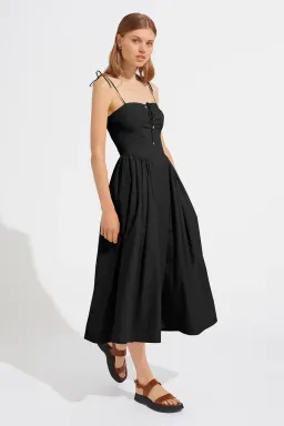 Steele the Label Midi Black Kate Dress in Black Ink Size 8 for rent on The Volte - image 3