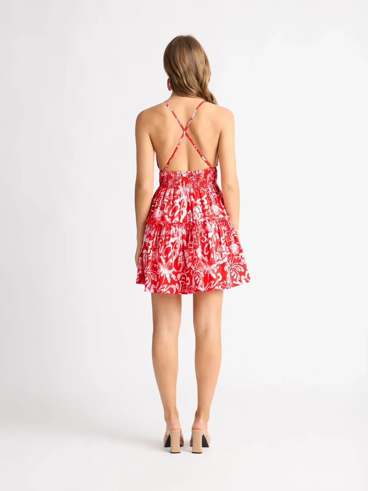 Sheike Santorini Mini Dress Red Floral Size 8 - Image 2