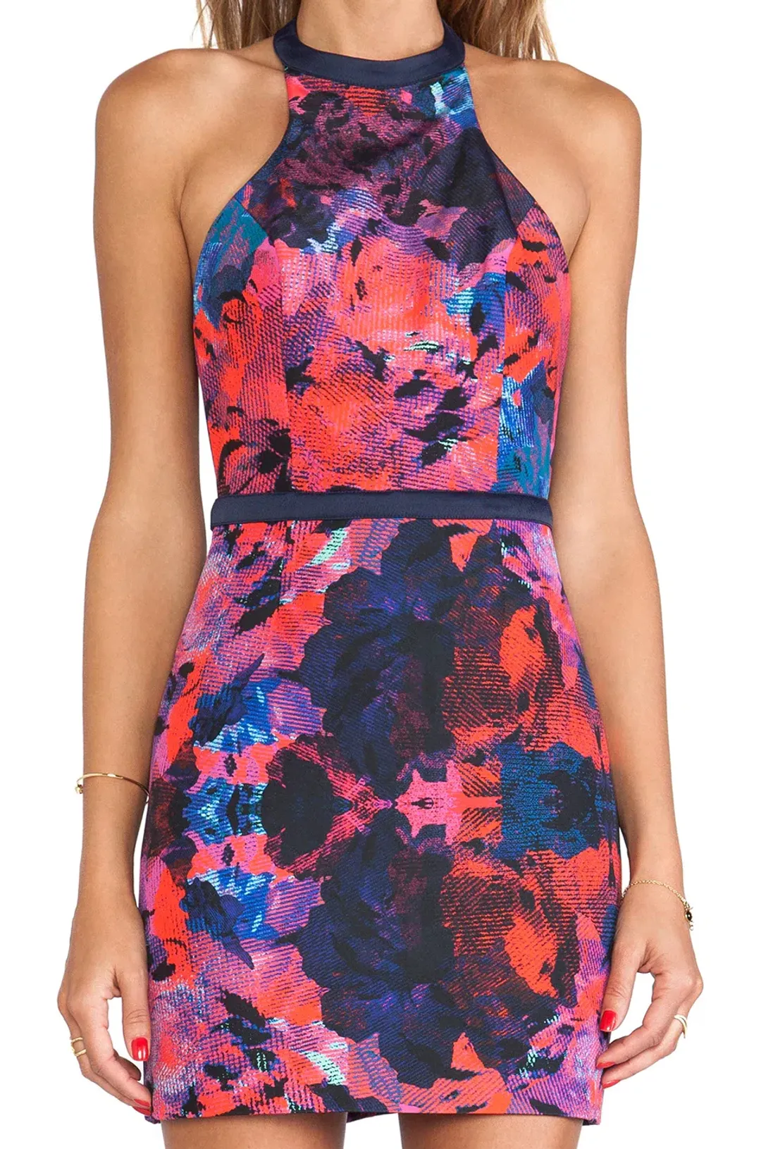 Finders Keepers Winters Song Dress mini Rose Print Navy size XS / Size AU 6 for rent on The Volte - main image