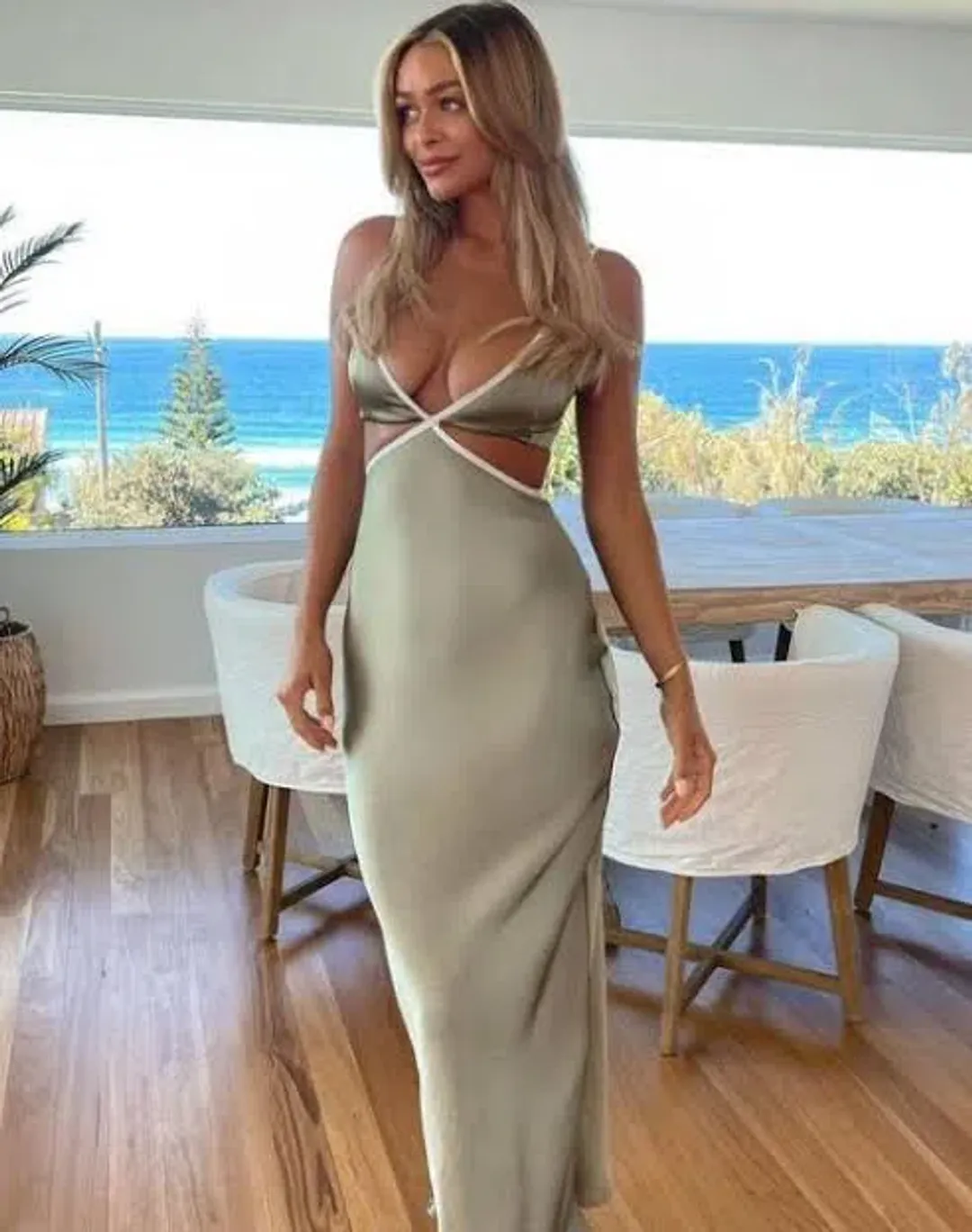 Bec & Bridge Veronique Maxi Dress - Sage Green Size AU 6 for rent on The Volte - main image
