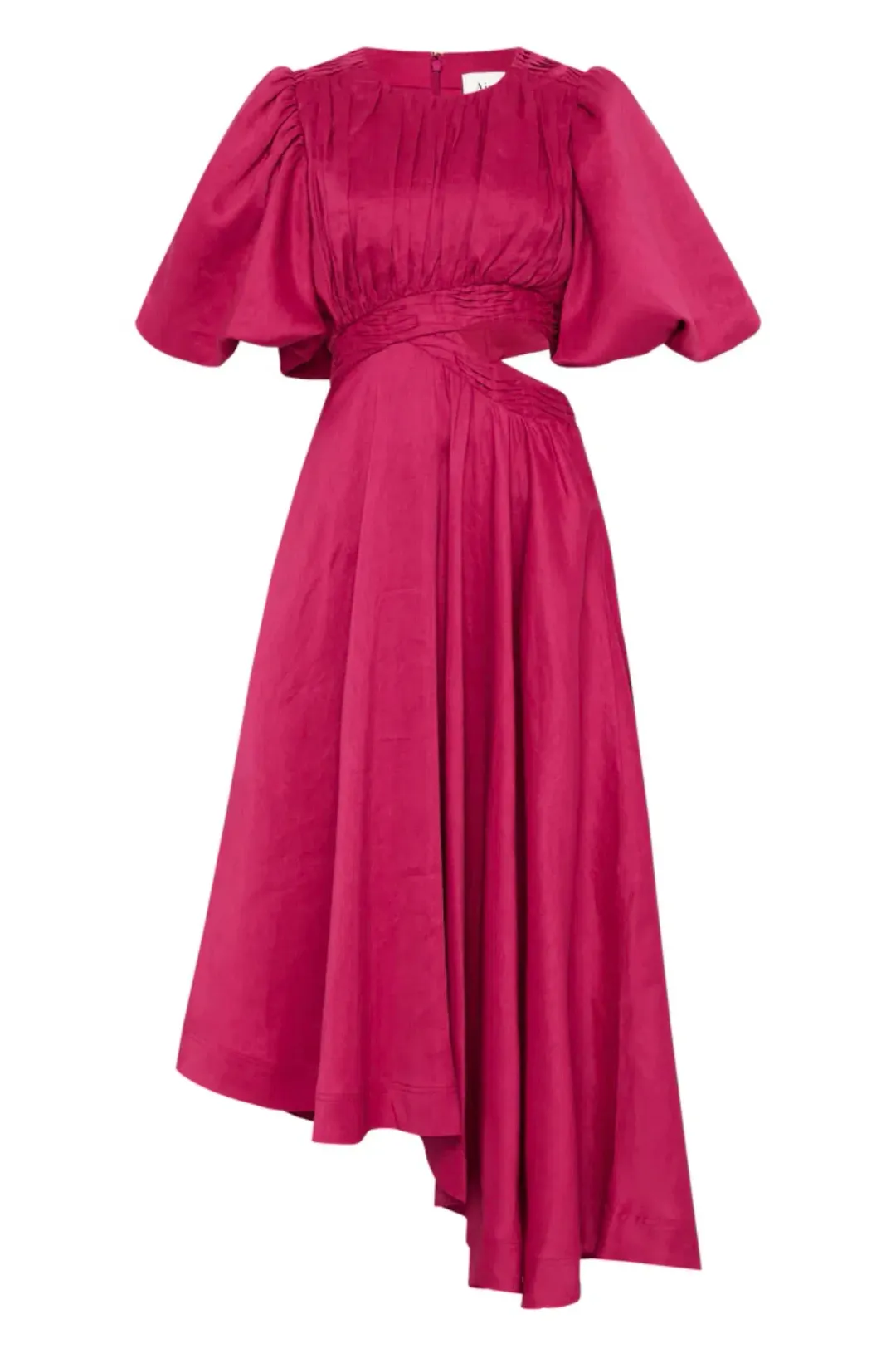 Aje Tidal Tucked Cut Out Midi Dress Fuchsia Size 8 / S for rent on The Volte - main image