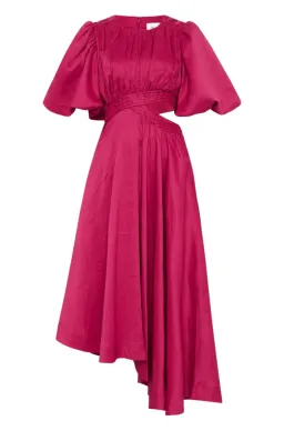 Aje Tidal Tucked Cut Out Midi Dress Fuchsia Size 8 / S for rent on The Volte - image 4