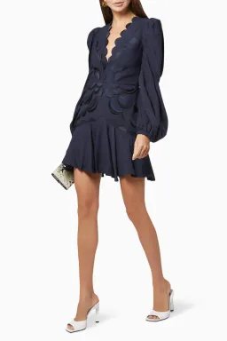 Acler Dixon Mini Dress Navy Size 6 for rent on The Volte - image 1