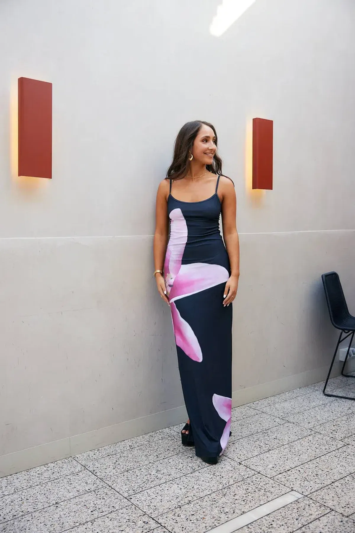 With Harper Lu Black Lily Floral Slip Dress Size M / Au 8 - 10 - Image 1