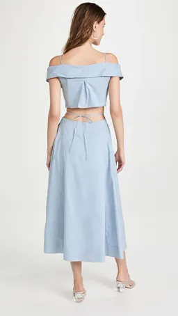 Jonathan Simkhai Ansley Cotton Poplin Midi Dress Cove Size L / Au 12-14 for rent on The Volte - image 3