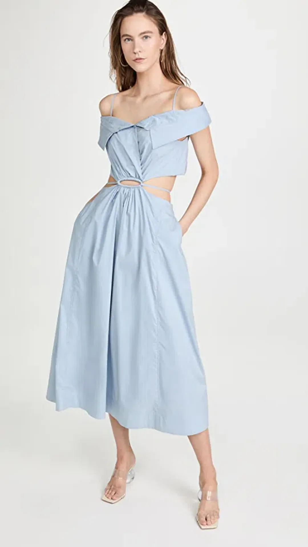 Jonathan Simkhai Ansley Cotton Poplin Midi Dress Cove Size L / Au 12-14 for rent on The Volte - main image