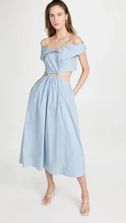 Jonathan Simkhai Ansley Cotton Poplin Midi Dress Cove Size L / Au 12-14 for rent on The Volte - image 5