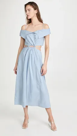 Jonathan Simkhai Ansley Cotton Poplin Midi Dress Cove Size L / Au 12-14 for rent on The Volte - image 1