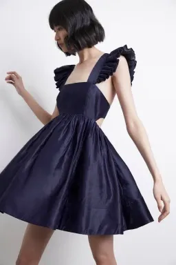 Aje Revitalise Frill Mini Dress Washed Indigo Size 6 / XS for rent on The Volte - image 4