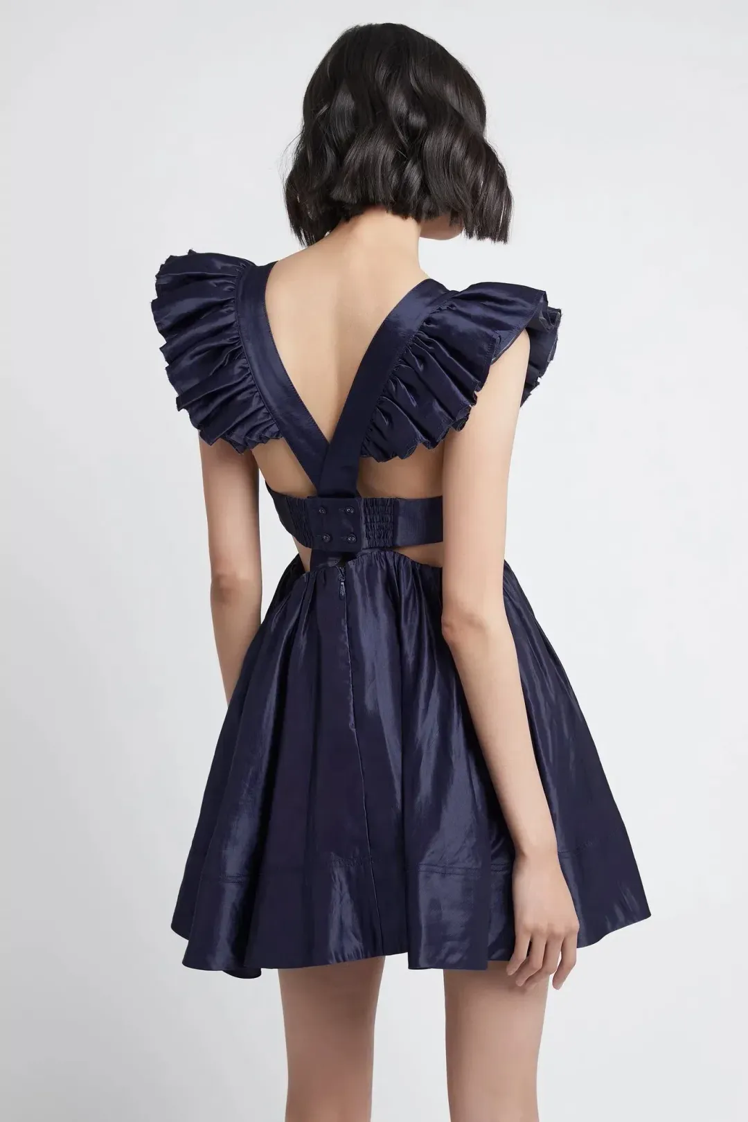 Aje Revitalise Frill Mini Dress Washed Indigo Size 6 / XS for rent on The Volte - main image