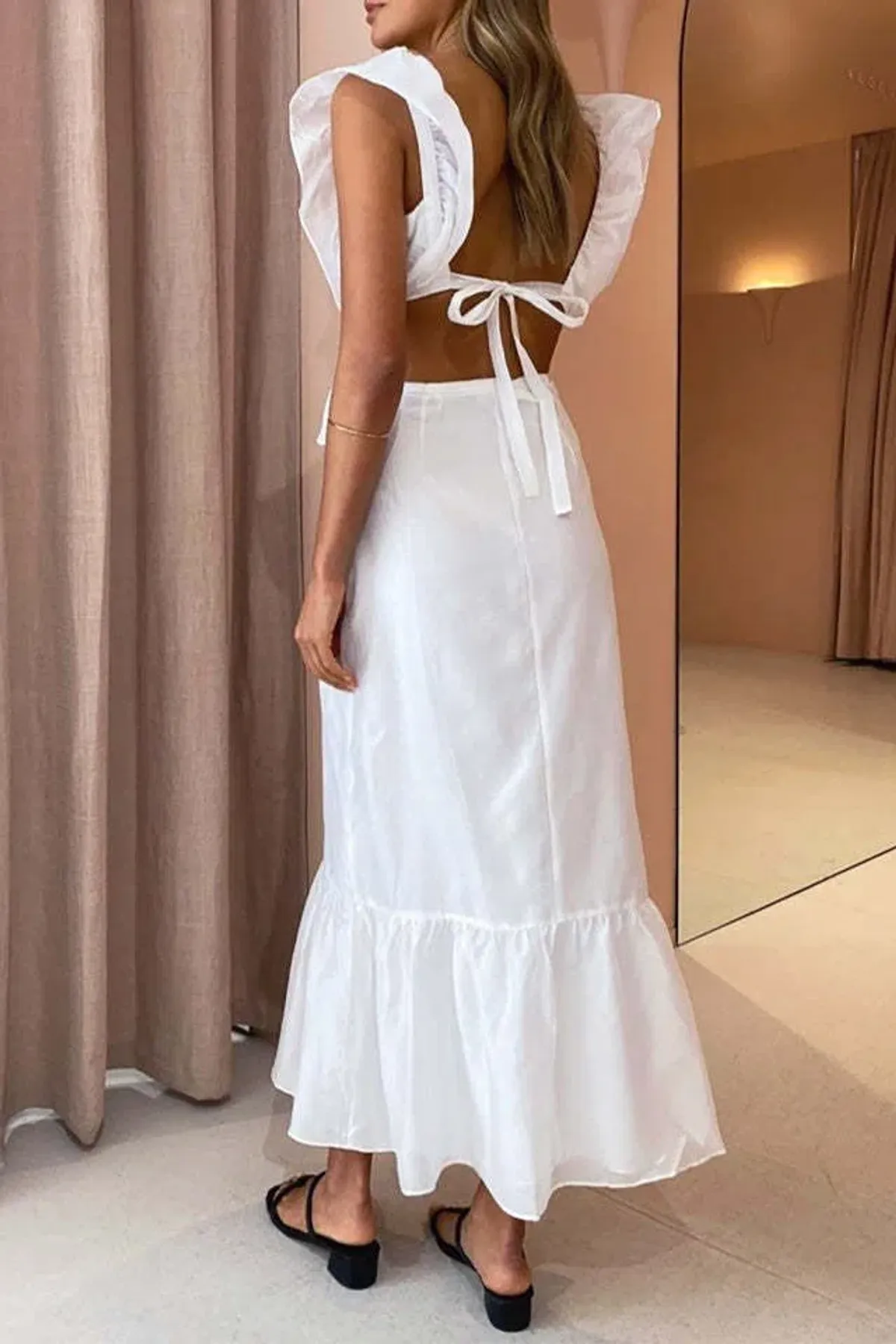 Sir the Label Franc Frill Midi Dress White Size AU 6 - Image 2