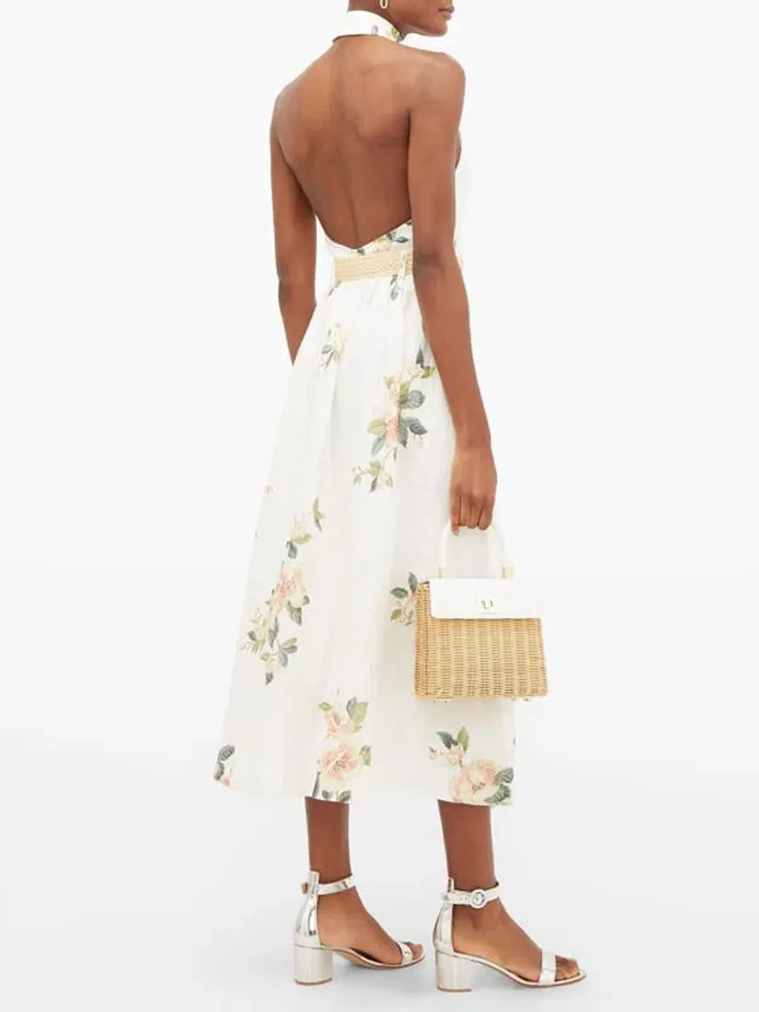 Zimmermann Kirra Linen Belted Midi Dress Floral Size 1/ AU 10 for rent on The Volte - main image