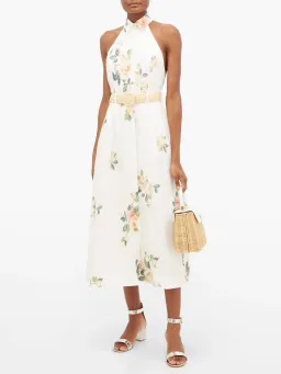 Zimmermann Kirra Linen Belted Midi Dress Floral Size 1/ AU 10 for rent on The Volte - image 2