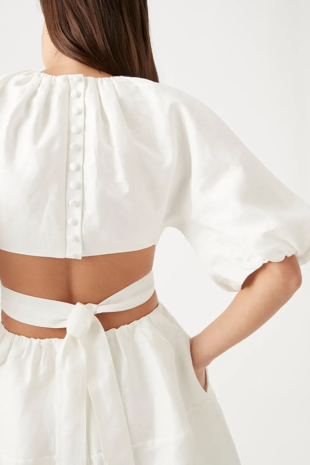 Aje Mimosa Cut Out Mini Dress Ivory Size 8 for rent on The Volte - main image