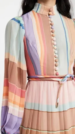 Zimmermann Rainbow Striped Crepe De Chine Midi Dress Multi Size 8 for rent on The Volte - image 2
