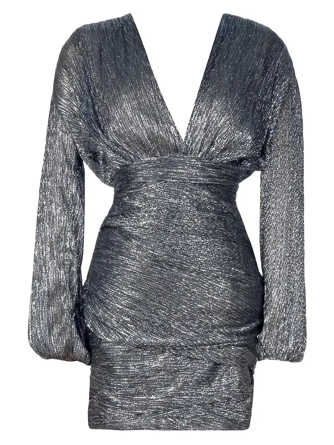 Maje Runny Metallic Drape Mini Dress Silver Multi Size 8 for rent on The Volte - main image