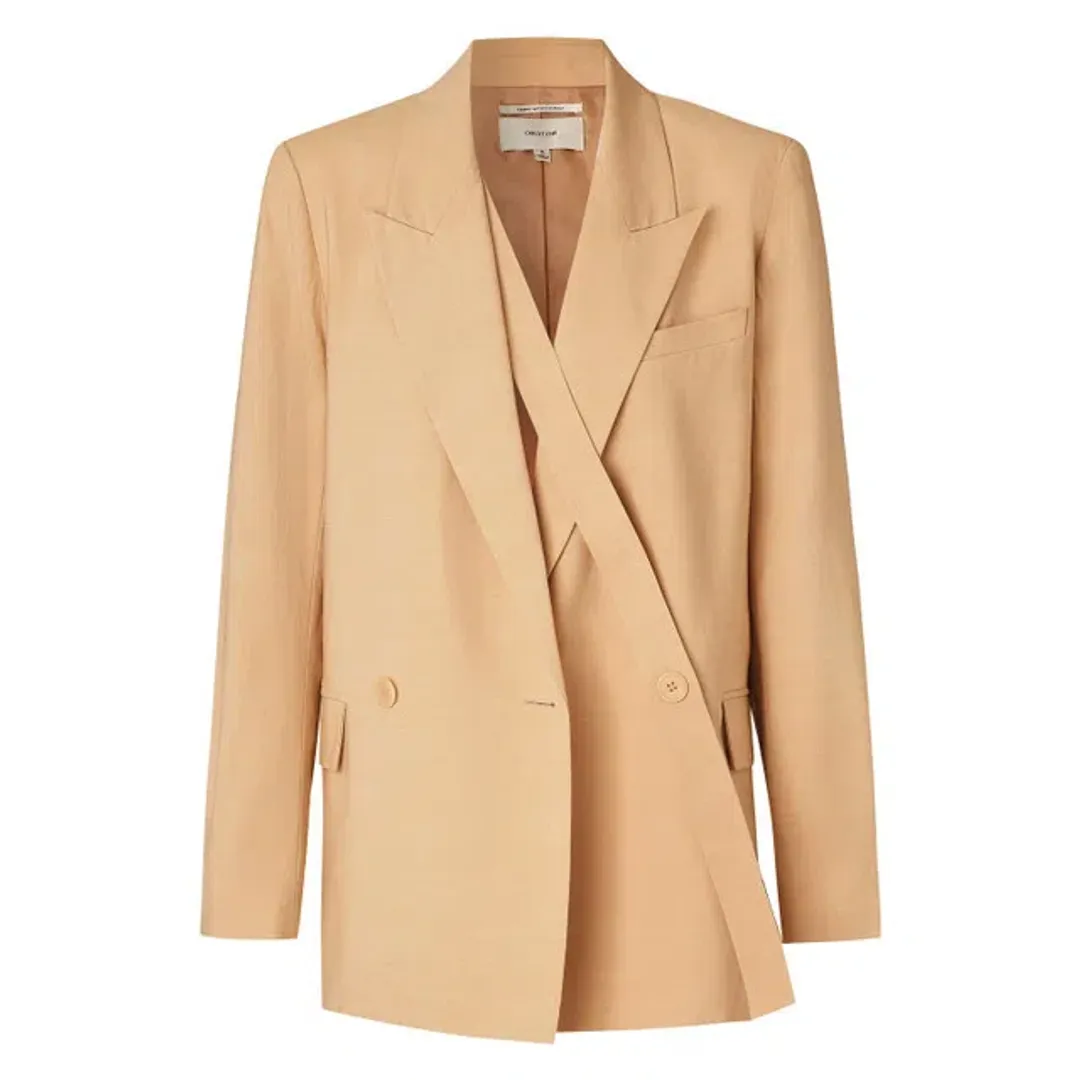 Oroton Double Breasted Blazer Pink Sand Size 6 for rent on The Volte - main image