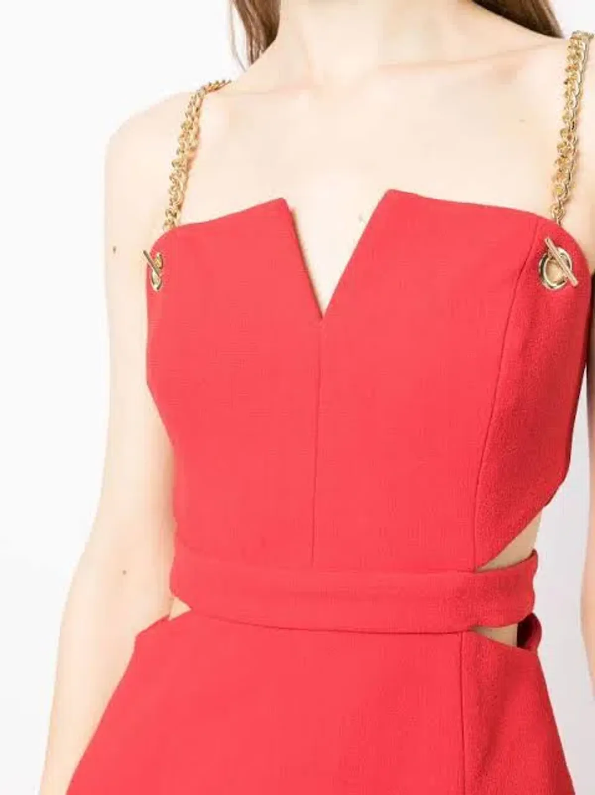 Rebecca Vallance Scarlett Chain Midi Dress Red Size 10 - Image 4