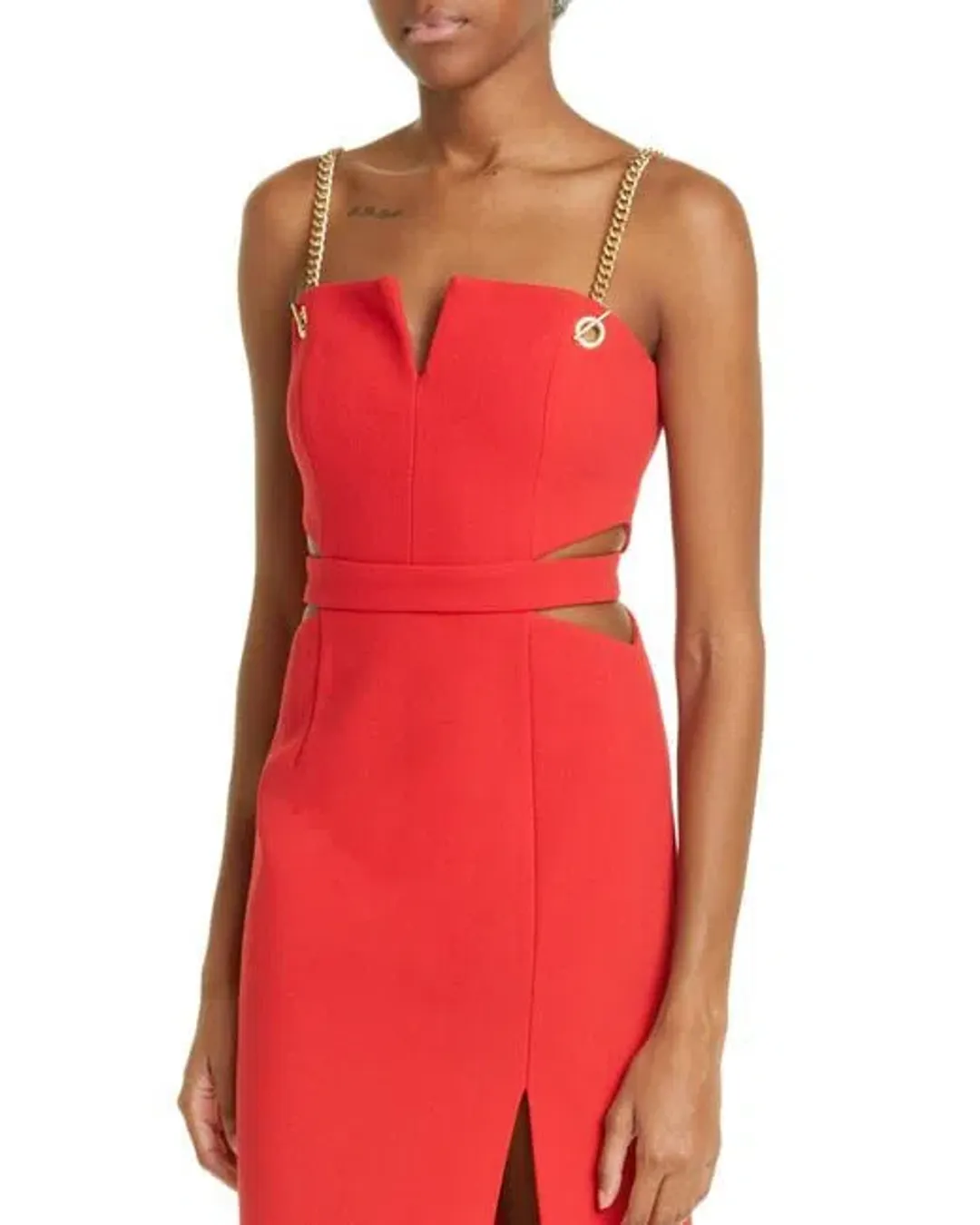 Rebecca Vallance Scarlett Chain Midi Dress Red Size 10 for rent on The Volte - main image