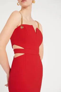 Rebecca Vallance Scarlett Chain Midi Dress Red Size 10 for rent on The Volte - image 6