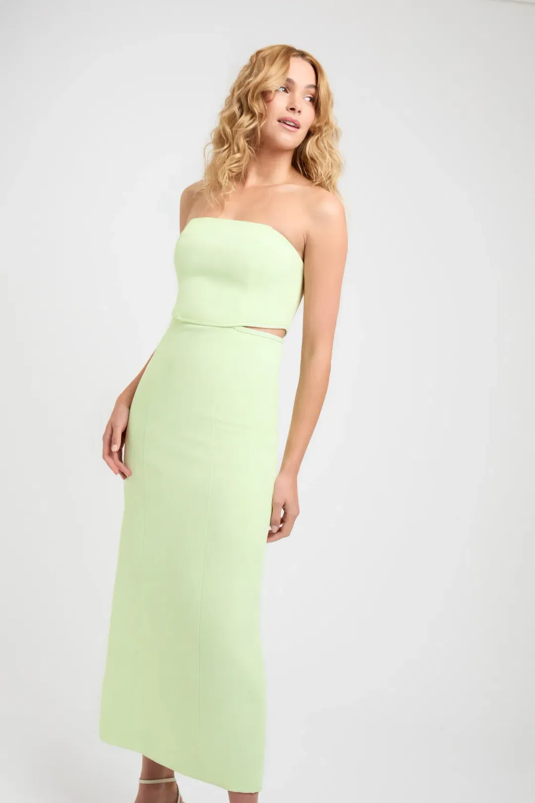Kookai Oyster Cut Out Midi Dress Lime Green Size 40/Au 12 for rent on The Volte - main image