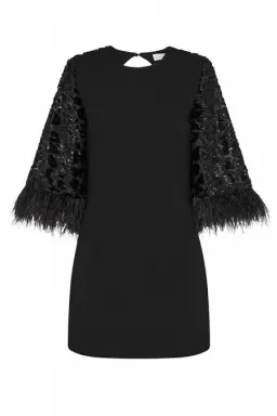 Rebecca Vallance Aspen Cape Mini Dress Black Size 8 for rent on The Volte - image 4