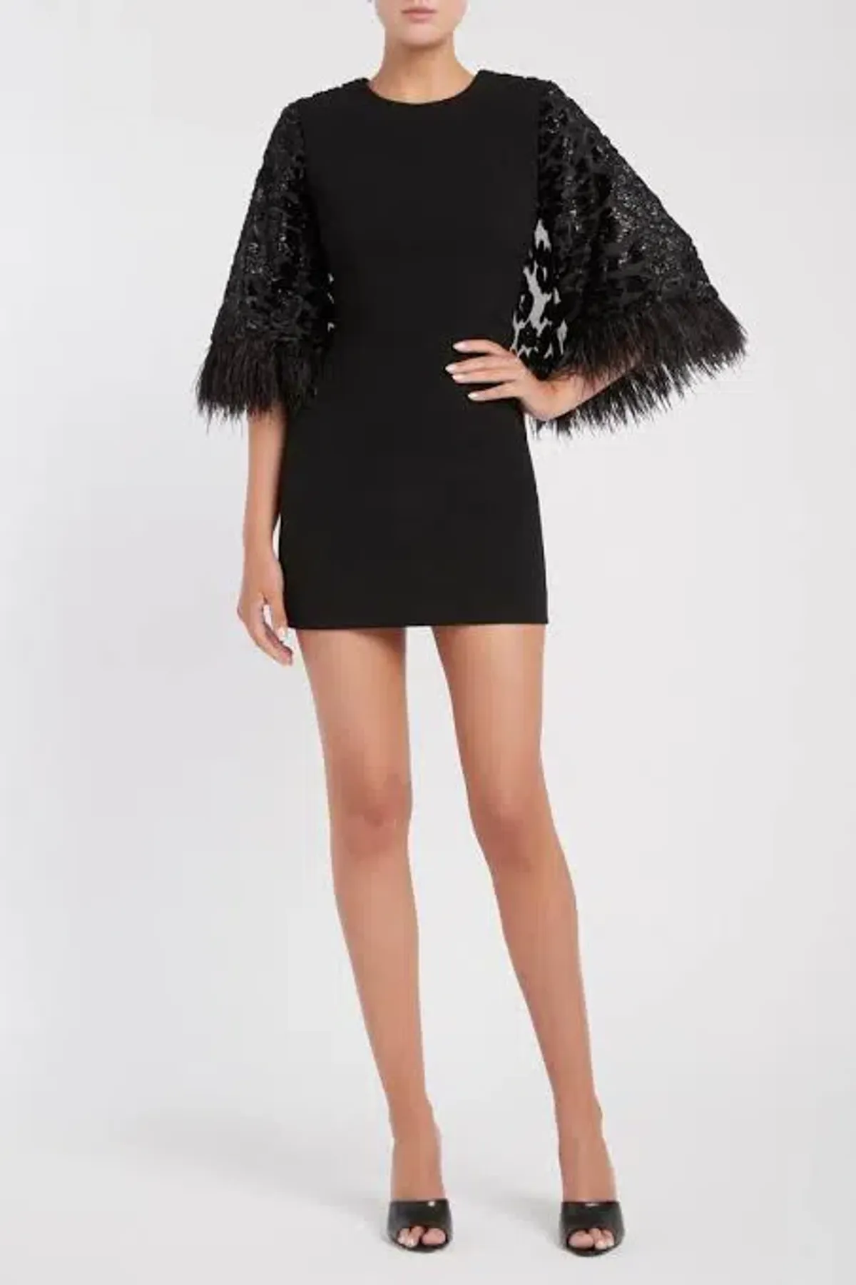 Rebecca Vallance Aspen Cape Mini Dress Black Size 8 for rent on The Volte - main image
