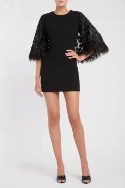 Rebecca Vallance Aspen Cape Mini Dress Black Size 8 for rent on The Volte - image 1