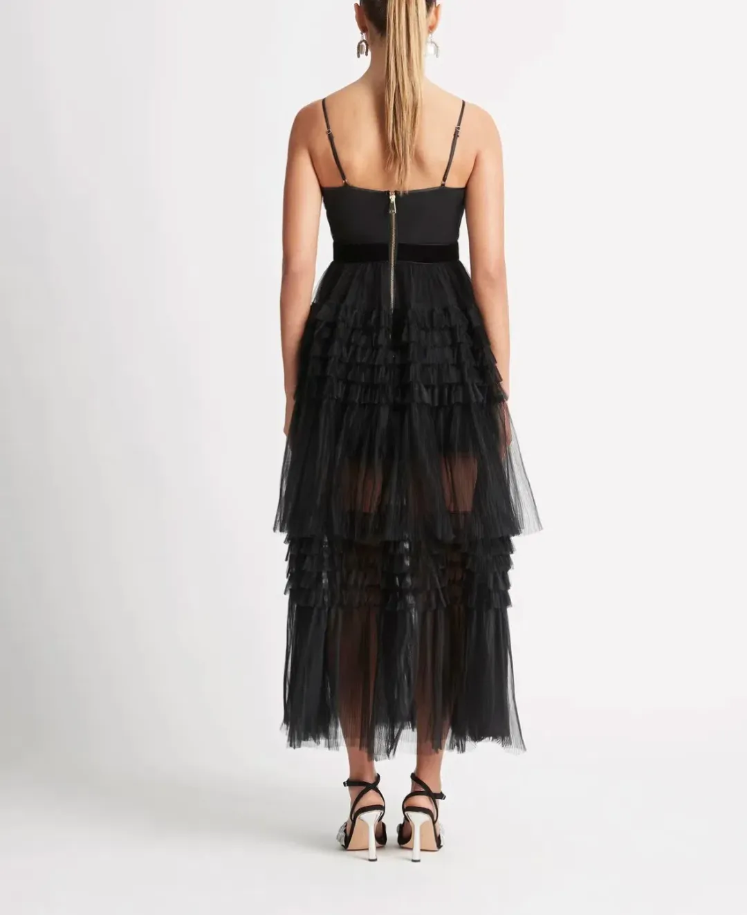 Sheike Phantom Mesh Maxi Dress Black Size AU 6 for rent on The Volte - main image