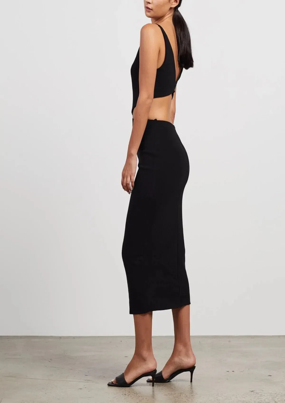 Bec & Bridge Scout Cut Out Midi Dress Black Size AU 6 - Image 3