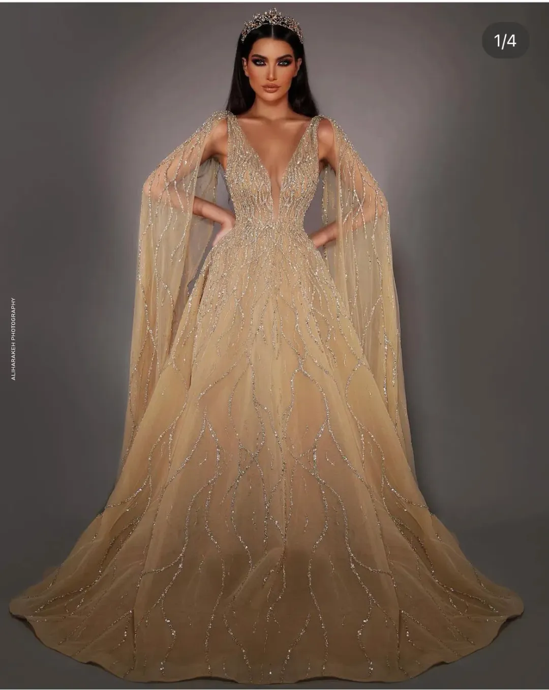 Elie Bejjani Ball Gown Gold Size 6 / XS for rent on The Volte - main image