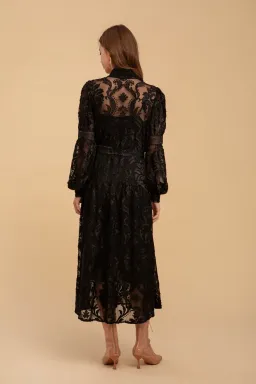 GDS Lila Lace Midi Dress Black Size 10 for rent on The Volte - image 2
