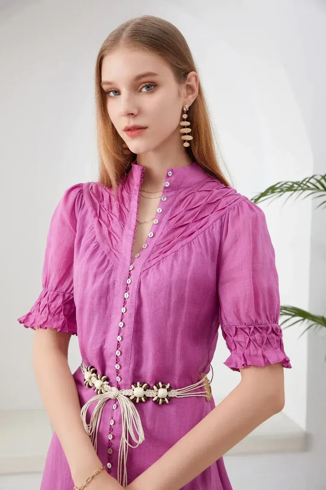 GDS Colette Linen Dress Violet Size 10 for rent on The Volte - main image