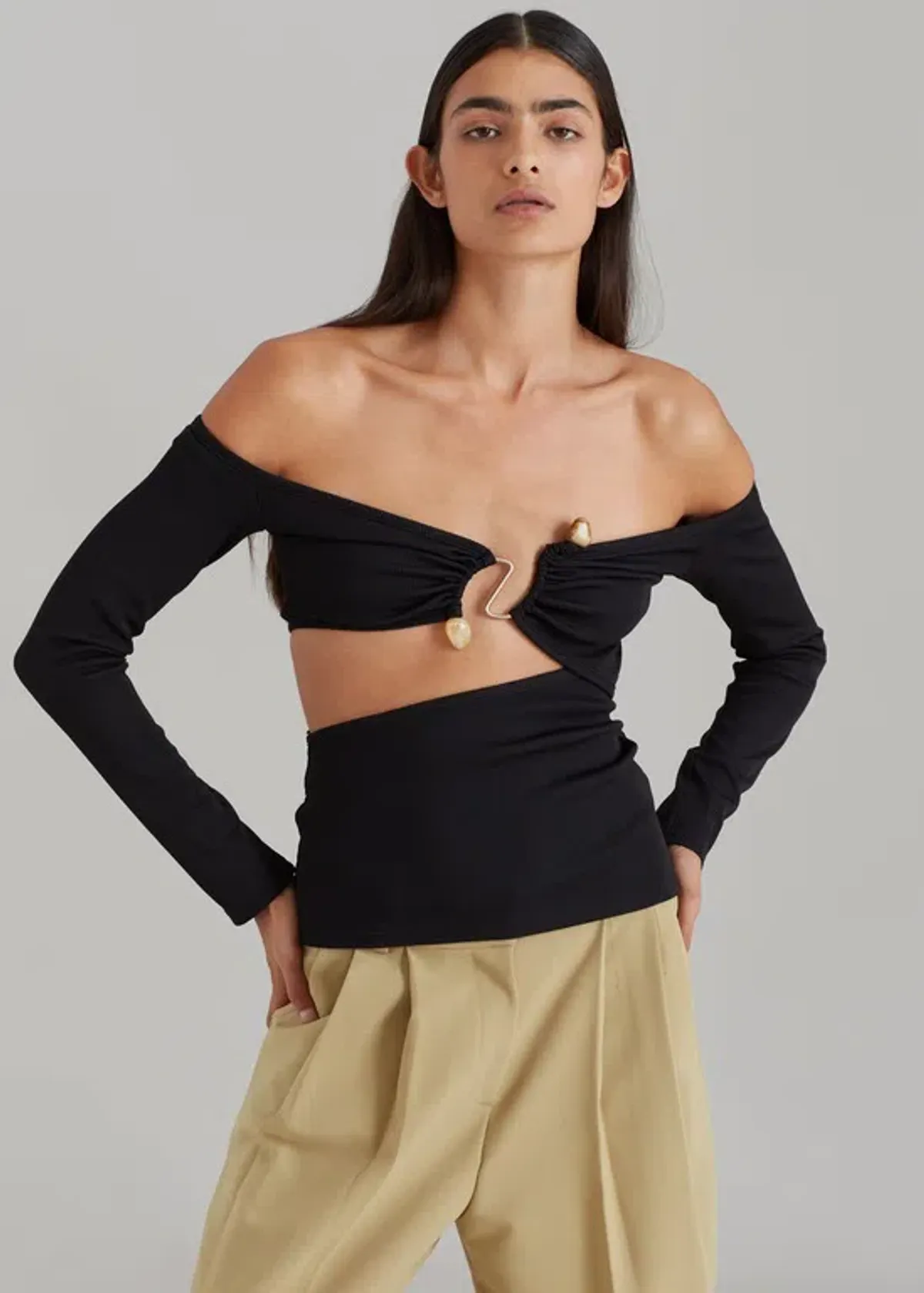 Christopher Esber Distort Quartz Shoulderless Top Black Size 6 - Image 2