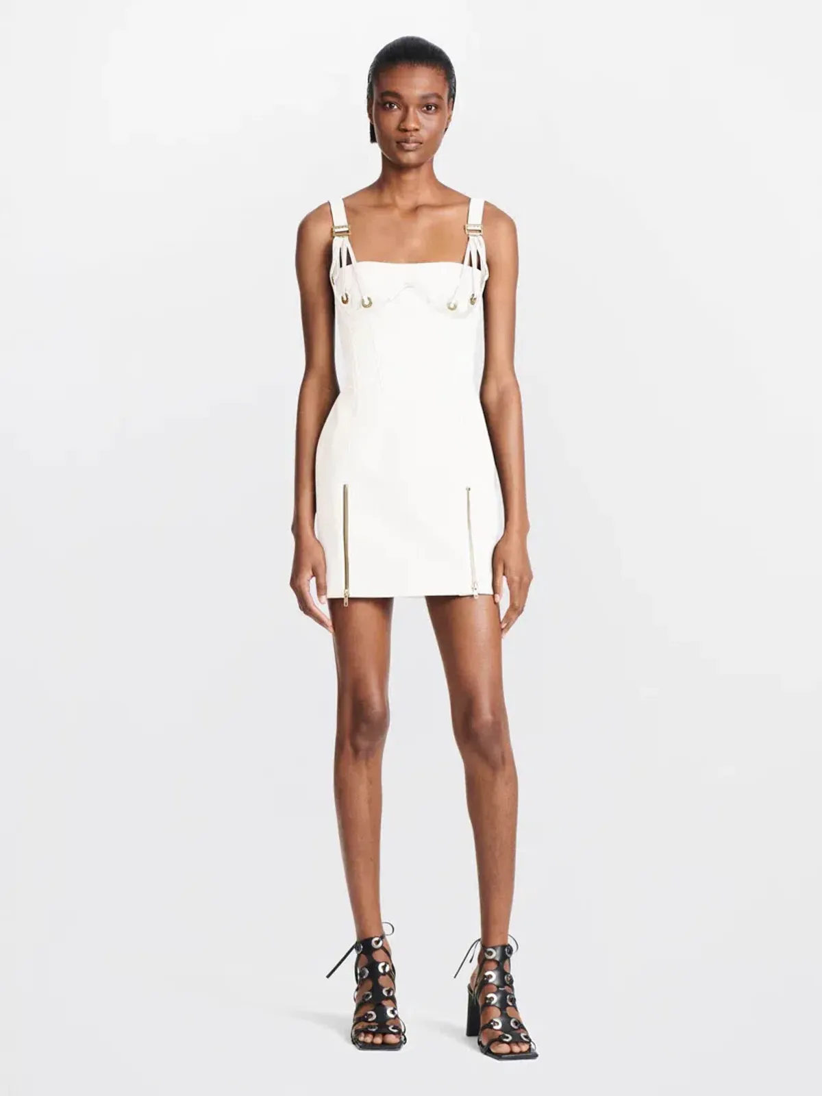 Dion Lee Fan Lace Mini Dress In White Size 8 for rent on The Volte - main image