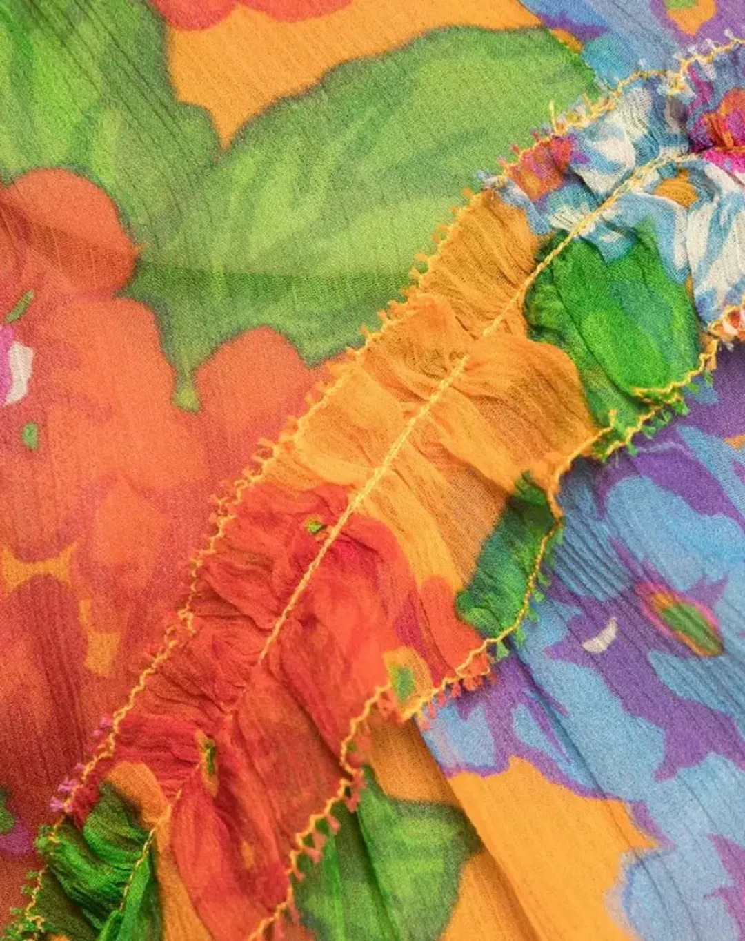 Zimmermann Riders Frill Mini Dress Mango Floral Orange Size 1 / AU 10 for rent on The Volte - main image