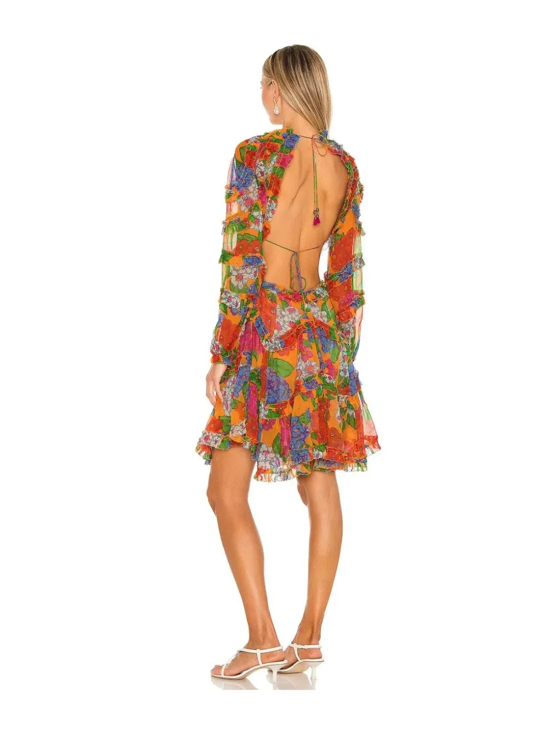 Zimmermann Riders Frill Mini Dress Mango Floral Orange Size 1 / AU 10 for rent on The Volte - main image